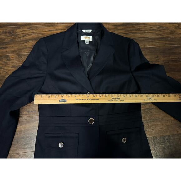Talbots Blazer Women's Sz 6 Navy Wool 2 Button Pockets Long Slvs Stretch Fabric - Picture 8 of 8